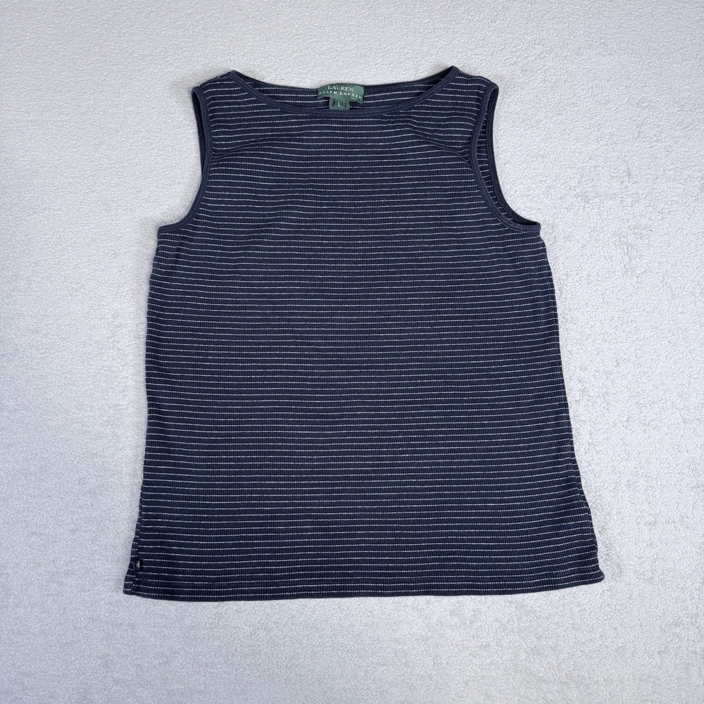Lauren Ralph Lauren Women's Large Striped Tank Nautical Preppy